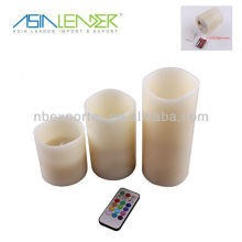 3 Pcs Wax Battery Operated Remote Control Color-Changing LED Candle Light